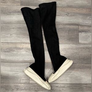 Black Over-the-Knee Boots with White Soles